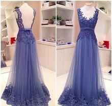 Mãe do laço da noiva dresse v-neck azul imagem real vestidos de festa de noite com faixa longa elegante vestido de ocasião especial 2024 - compre barato