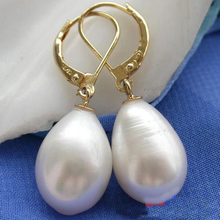 Elegant 100% Genuine Freshwater Pearl Dangle Earrings For Women,Huge 15mm White Rice Pearl Jewellery,New Free Shipping 2024 - buy cheap