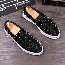 Rivets Loafers for men Flat heel Spikes Fashion Hot Man Wedding Party Shoes Hombre 2024 - buy cheap