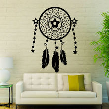 Calcomanías de pared atrapasueños 3D de plumas, pegatinas de moda para dormitorio, sala de estar, sofá, Fondo de vinilo, decoración artística para el hogar, Mural LA703 2024 - compra barato