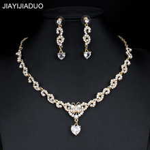 Jiayijiaduo-Conjunto de joyería nupcial para mujer, accesorios para vestidos de novia, collar de circón, pendientes, conjunto de color dorado 2024 - compra barato
