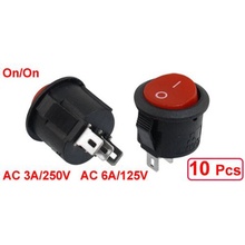 Brand New 10 Pcs SPDT Black Red Button On/On Round Rocker Switch AC 6A/125V 3A/250V 2024 - buy cheap