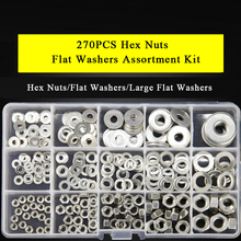 270PCS M3 M4 M5 M6 M8 Metric Hex Nuts Hardware Stainless Flat Washers Assortment Kit Hexagon Nuts Fasteners Accessories 2024 - buy cheap