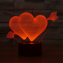 Hot Heart 3D Illusion LED Night Lighting Wedding Bedroom Decor Table Lamp Light For Lovers Girl Romantic Gift Night Lights 2024 - compre barato