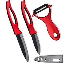 XYJ brand kitchen knives 4 inch utility 3 inch paring knives with ceramic red peeler handmade production cooking tools hot sell 2024 - buy cheap