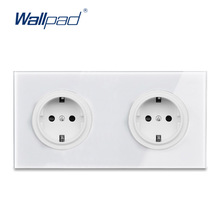 Wallpad L6 Double 2 Gang EU German Plug Wall Socket Schuko Dual Power Outlet Twin White Tempered Glass Panel 172*86mm 2024 - buy cheap