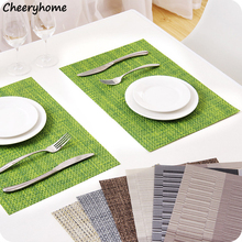 WHQ 4PCS/SET Placemats PVC Table Mat Weave Stripe Pads Pallet Coaster Napperon Table Mat Tapete de lugar kitchen accessories 2024 - buy cheap