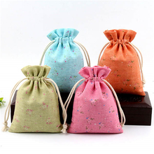 Floret style 9*13cm Natural Burlap Hessia Jute Gift Bags Sacks Candy Bag Wedding Favor Pouch Drawstring Jewelry Packaging Bag 2024 - buy cheap