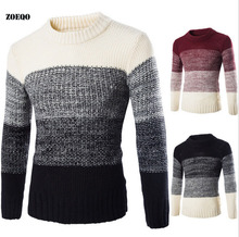 ZOEQO Autumn winter new High Quality Fashion Pullover Men Knitted Slim Sweater Jumper Mens Casual V-neck Sweaters pull homme 2024 - buy cheap