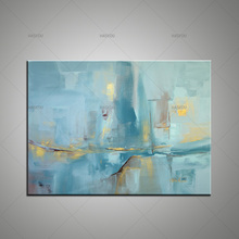 Large Hand Painted Modern Abstract Light Blue Color Texture Oil Painting on Canvas Living Room Wall Picture Painting Home Decor 2024 - buy cheap