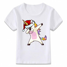 Ropa para niños, camiseta para niños y niñas, camisetas para niños pequeños, unicornio, Navidad, Dab, Santa Deer 2024 - compra barato