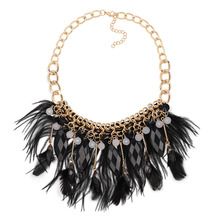 2019 new Wholesale Chain chunky Choker statement necklaces fashion feather pendant Necklace for women 2024 - buy cheap