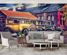 Пользовательские росписи 3d фото обои Европейский ретро город Винтаж классический автомобиль домашний декор гостиная обои для стен 3 d 2024 - купить недорого