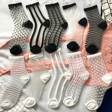 Women Ladies Socks Fashion Sheer Mesh Glass Silk Socks Ultrathin Transparent Crystal Lace Fabulous Elastic Summer Ankle Sock 2024 - купить недорого