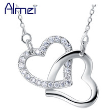 Coração romântico em coração amor de cristal cz pingente colar para mulheres meninas presente moda corrente amuletos coreanos joia n878 2024 - compre barato
