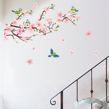 Adesivo decorativo de parede de pvc, adesivo moderno de flor de pêssego, borboleta, arte em vinil para decoração de casa e quarto 2024 - compre barato