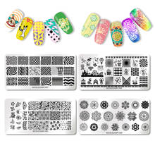 NICOLE DIARY Nail Stamping Plates Rectangle Stainless steel Beauty Castle Animal Monkey Nail Stamp Image Plate Stencil Nail Tool 2024 - buy cheap