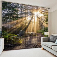 landscap 3d curtains Sunshine fores decoration window 3D curtains stereoscopic blackout photo HD room printed curtains 2024 - buy cheap