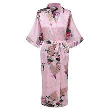 Kimono de rayón azul marino para mujer, bata de dama de honor para boda, camisón para dormir de Flores S, M, L, XL, XXL, XXXL, ZS09, novedad 2024 - compra barato