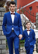 Azul real 2 botones para hombre simple Delgado fit padrino novio boda romántico traje chaqueta Pantalones 2024 - compra barato