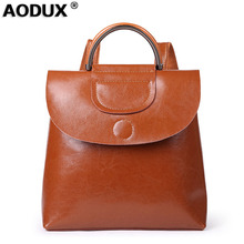 Женский рюкзак AODUX, классический винтажный рюкзак из натуральной воловьей кожи с воском 2024 - купить недорого