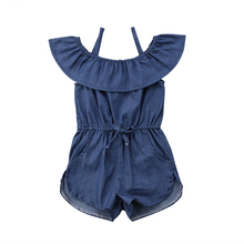 Toddler Baby Kids Girls Denim Blue Strap Romper Jumpsuit Playsuit Clothes Summer 2024 - buy cheap