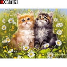 HOMFUN-pintura de diamante 5D Diy "gato Animal", bordado de resina, punto de cruz hecho a mano, A13798 2024 - compra barato