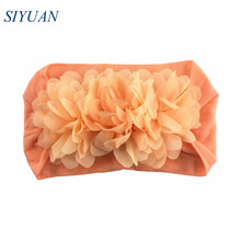Bandana de nylon, faixa elástica para cabeça com 7cm, flor de chiffon tripla feminina hb075 2024 - compre barato
