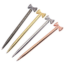 1 Pcs Mini bow Metal ballpoint pen Rotating portable pen Black ink For School Students Office Business Stationery Supplies 2024 - compre barato
