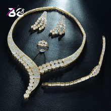 Be 8 Famous Luxury Shinning Gold Color Women Wedding Set Bridal 4pcs Cubic Zirconia Necklace Dubai Dress Jewelry Set S243 2024 - buy cheap