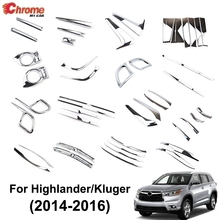 For Toyota Highlander Kluger 2014 2015 2016 Chrome Fog Light Cover Side Mirror Trim Rear Trunk Lid Strip Decoration Car Styling 2024 - купить недорого