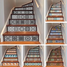 yazi 6PCS Removable Step Self-Adhesive Stairs Sticker Ceramic Tiles PVC Stair Wallpaper Decal Vinyl Stairway Decor 18x100CM 2024 - buy cheap