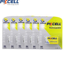 Pkcell-6 peças de baterias recarregáveis nimh 6lr61 e22 mn1604 522 6f22 mn1604 para carro, brinquedo, microfone ktv 2024 - compre barato