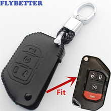 FLYBETTER Genuine Leather 4Button Flip Folding Key Case Cover For Jeep 2018-19 Wrangler JL/Gladiator JT Car Styling L494 2024 - buy cheap