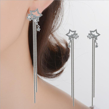 KOFSAC New Pure Silver 925 Earrings For Women Sweet Temperament Luxury Crystal CZ Star Long Tassel Earring Fine Jewelry Gift 457 2024 - buy cheap