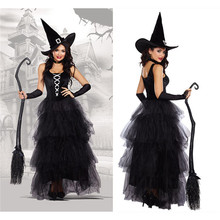 Черный готический костюм ведьмы для взрослых женщин Пурим Хэллоуин косплей вечеринка волшебников маскарадный костюм 2024 - купить недорого