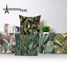 Capa de almofada decorativa de estampa tropical, capa de almofadas de decoração para casa da selva, selva, verde, linho, travesseiro, 45*45 2024 - compre barato