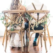 Cadeira de madeira cadeiras banner sinal diy decoração de casamento para noivado suprimentos de festa de casamento noiva & noivo/mr & mrs/melhor & juntos 2024 - compre barato