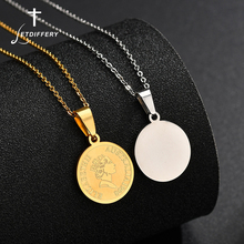 Letdiffery  Queen Elizabeth II Pendant Necklace For Women Gold Head Portrait Coin Necklace Dropshipping 2024 - buy cheap
