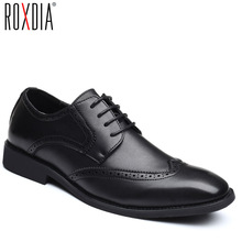 ROXDIA-zapatos de boda de cuero de microfibra para hombre, calzado de vestir, oxford, planos, formales, de negocios, talla grande 39-48, RXM093 2024 - compra barato