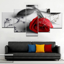 HD Printed Home Decoration Canvas Pictures Living Room Modern 5 Panel Red Rose Flowers Painting Wall Art Modular Poster Frame 2024 - buy cheap