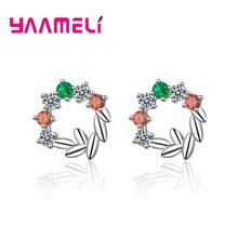 Fashion Casual Stud Earrings 925 Sterling Silver Jewelry Women Micro Pave Crystal Brilliant Delicate Present Wholesale Retail 2024 - buy cheap