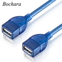 Bochara-Cable USB 2,0 tipo A, extensión de hembra A hembra, blindado Dual (lámina + trenzado), 30cm, 50cm 2024 - compra barato