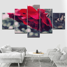 Flores vermelhas cinza, fundo 5 peças hd, papéis de parede, arte impressa, moderna, poster de arte modular, pintura para sala de estar, decoração de casa 2024 - compre barato