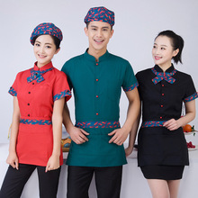 Hotel Workwear Summer Female Restaurant Waitress Uniform Short-sleeved Hot Pot Fast Food Shop Cafe Waiter Male Overalls H2275 2024 - buy cheap