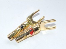 100pcs brass GOLD Plated Speaker Banana Spade Plug Screw Type adapter 2024 - buy cheap