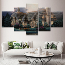 Canvas Painting Thatched house landscape 5 Pieces Wall Art Painting Modular Wallpapers Poster Print for living room Home Decor 2024 - buy cheap