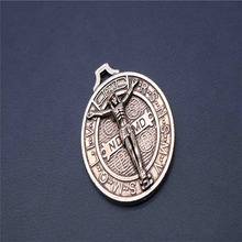 Round religious saint benedict cross medal, jesus cross medal pendant jewelry cross charm saint benedict cross 2024 - buy cheap