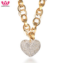 Charms silvery Rhinestone Heart Necklaces Pendants Sweet Lovely Heart Jewelry Fashion Women Wedding Gifts Jewelry  Wholesales 2024 - buy cheap