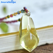 Wholesale Yellow Natural Crystal Pendants carved Magnolia flower Pendant Necklace for Women Men Blessing Crystal Fashion Jewelry 2024 - buy cheap